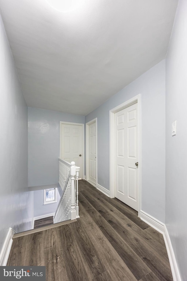 corridor featuring dark hardwood / wood-style floors