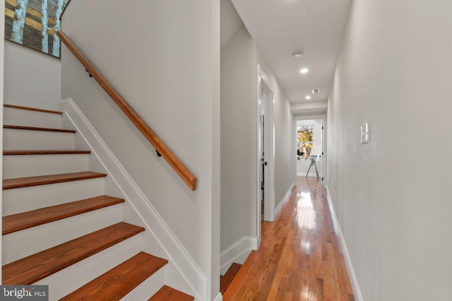 hall with light wood-type flooring