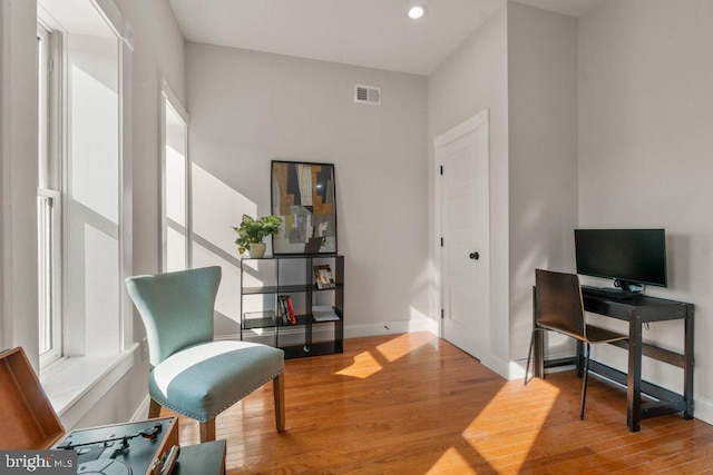 home office featuring wood-type flooring