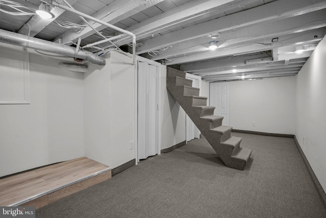 basement with carpet floors