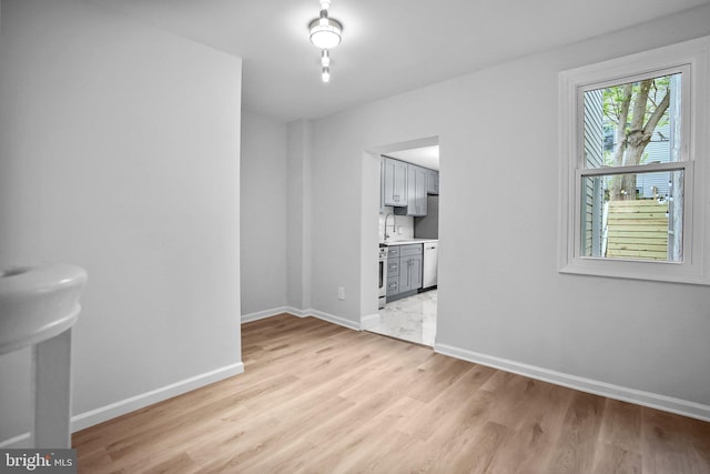 empty room featuring light hardwood / wood-style floors and sink