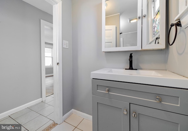 bathroom featuring tile patterned flooring and vanity