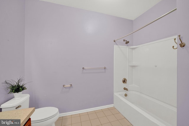 full bathroom with tile patterned floors, vanity, bathtub / shower combination, and toilet