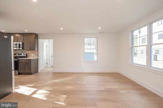 unfurnished living room featuring light hardwood / wood-style flooring