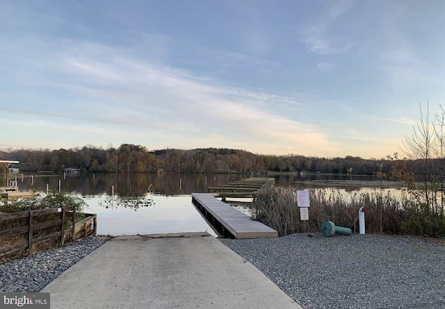 view of dock featuring a water view