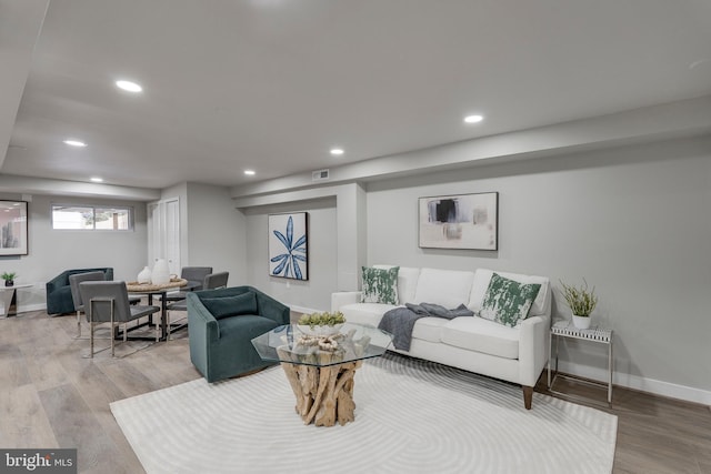 living room with hardwood / wood-style floors