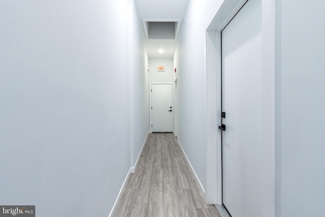 corridor featuring light wood-type flooring