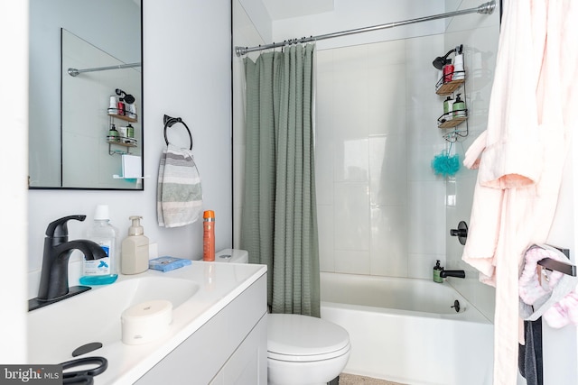 full bathroom featuring vanity, toilet, and shower / tub combo