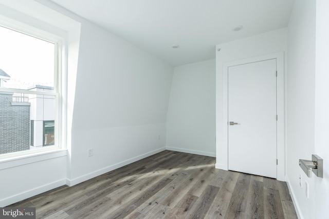 spare room featuring dark hardwood / wood-style flooring and plenty of natural light