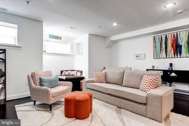 living room with hardwood / wood-style floors