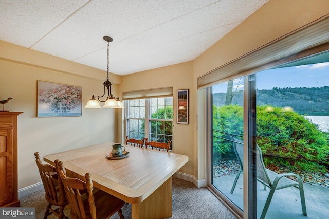 view of carpeted dining room