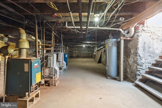 basement with gas water heater