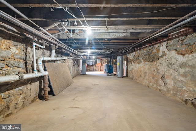 basement with water heater