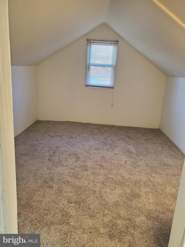 additional living space with carpet flooring and vaulted ceiling