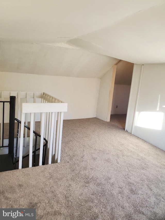 bonus room featuring carpet floors and vaulted ceiling