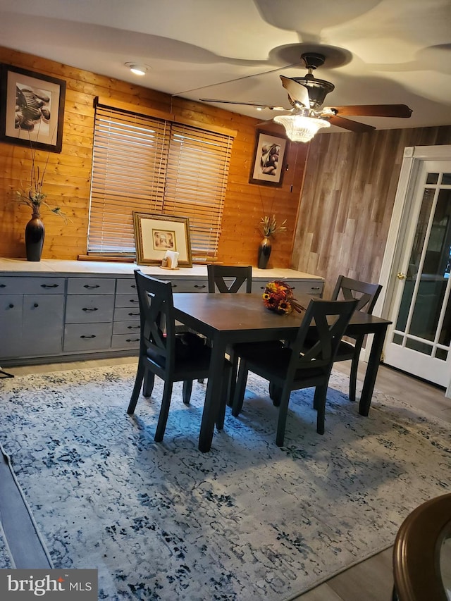 103 Lowden St, Delran, NJ 08075 - dining area with wooden walls and a ceiling fan