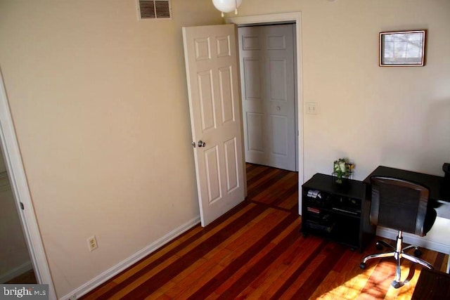 office featuring dark wood-type flooring