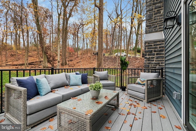 deck featuring an outdoor living space