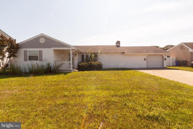 4504 Harbor Beach Blvd, Brigantine, NJ 08203 - single story home with an attached garage, driveway, a front lawn, and a chimney