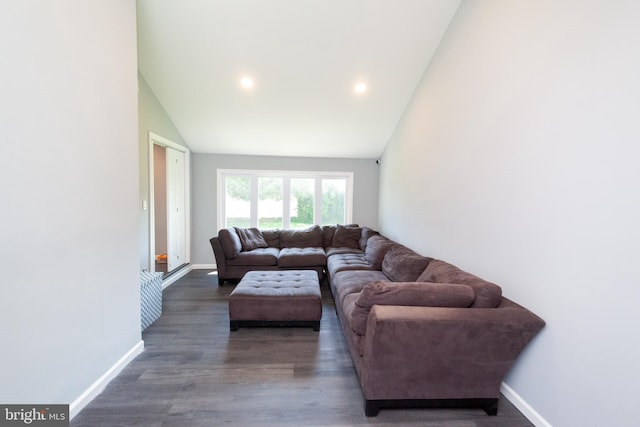 4504 Harbor Beach Blvd, Brigantine, NJ 08203 - living room with baseboards, wood finished floors, recessed lighting, and high vaulted ceiling