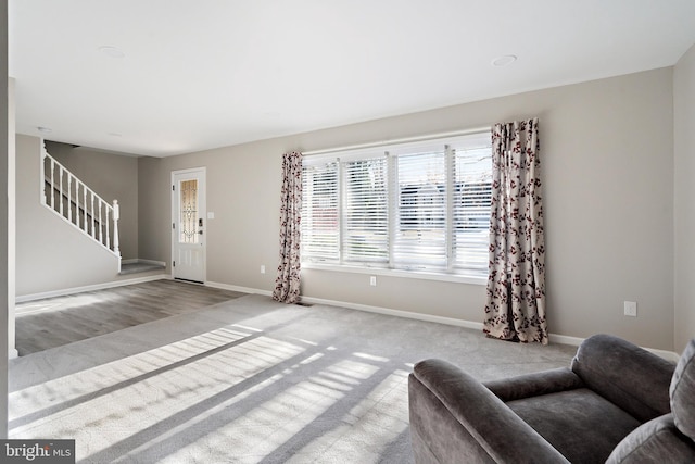 living room with light hardwood / wood-style floors