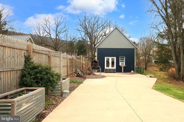 exterior space featuring french doors