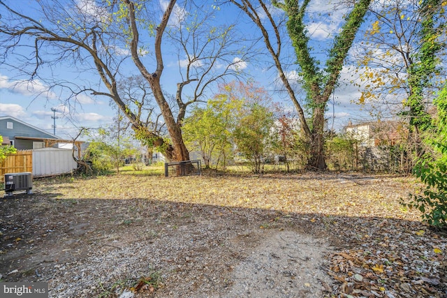 view of yard featuring central AC