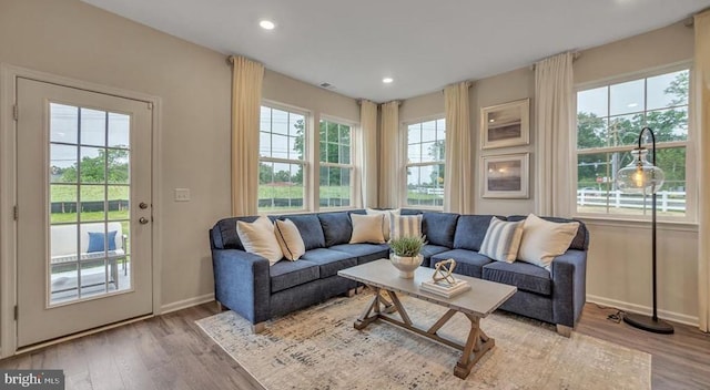 interior space with light hardwood / wood-style flooring