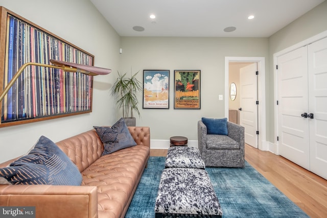 living room with hardwood / wood-style floors