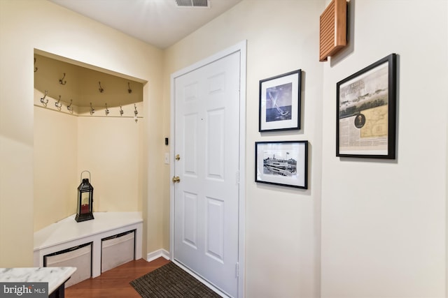 mudroom featuring wood-type flooring