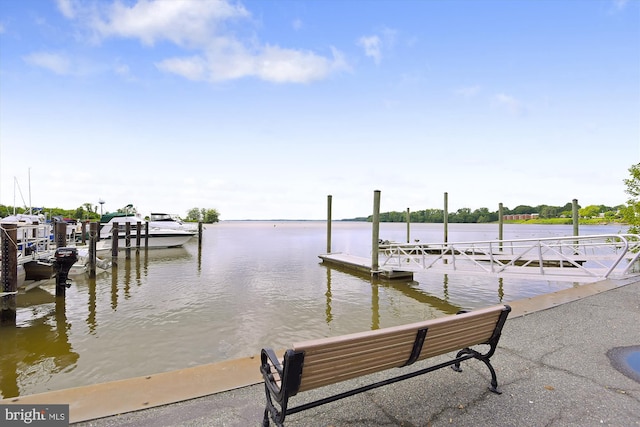 view of dock featuring a water view