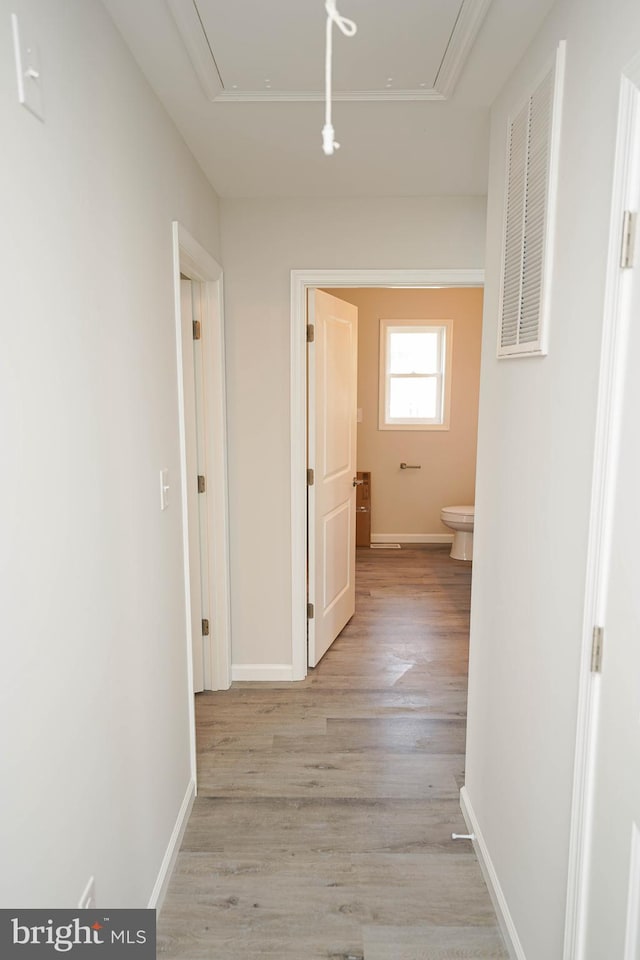 hall featuring light hardwood / wood-style flooring