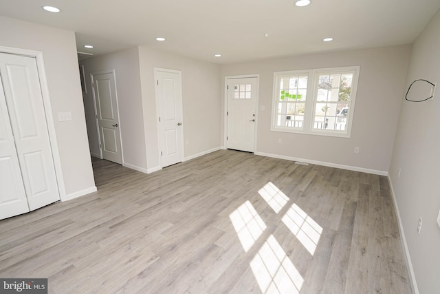 interior space with light hardwood / wood-style floors