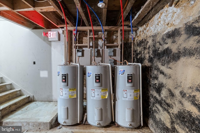 utility room with electric water heater