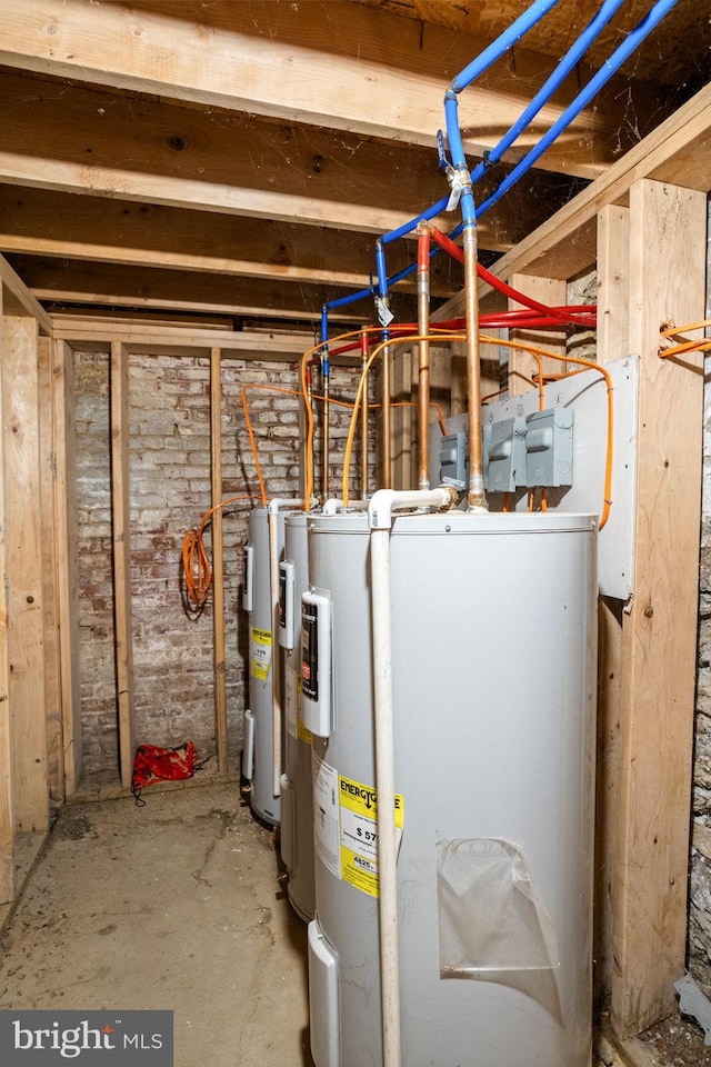 utility room featuring electric water heater