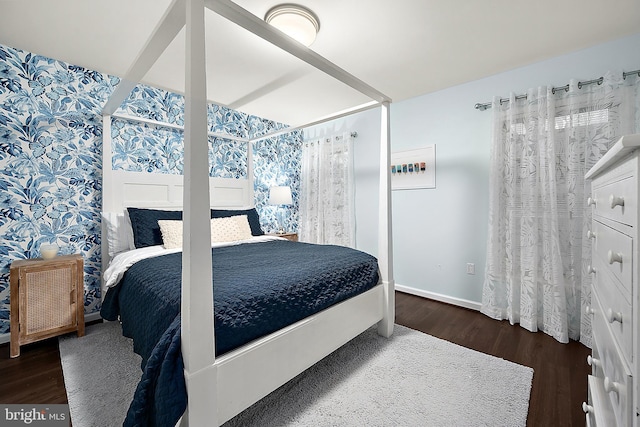 13801 Fountain Rd, Ocean City, MD 21842 - bedroom with wood finished floors, baseboards, and wallpapered walls