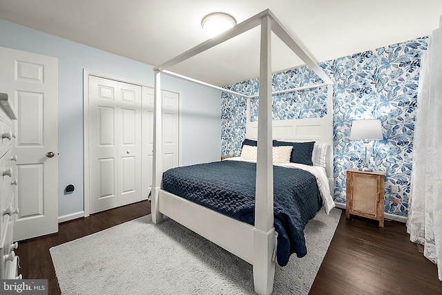 bedroom featuring dark hardwood / wood-style floors