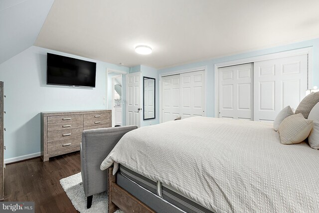 13801 Fountain Rd, Ocean City, MD 21842 - bedroom featuring multiple closets, dark wood finished floors, and baseboards