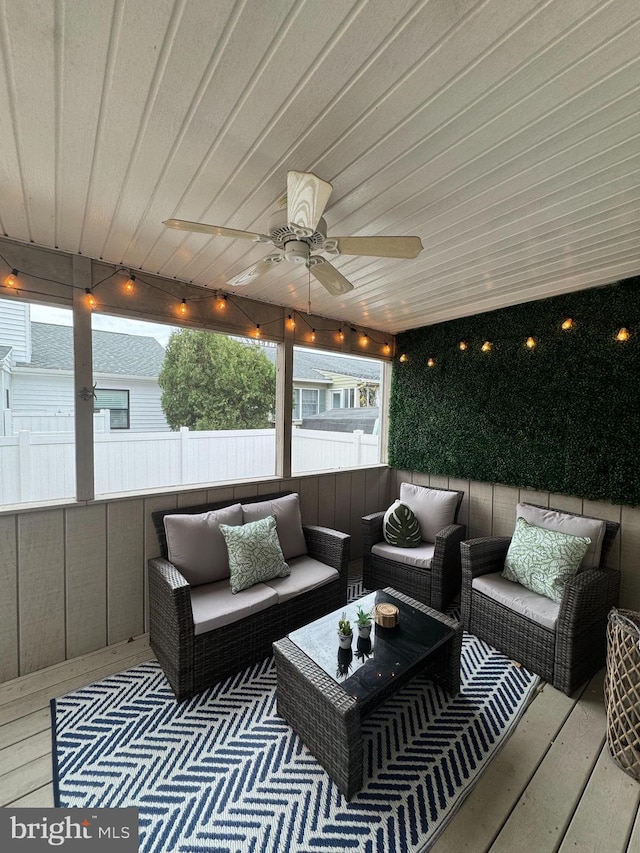 13801 Fountain Rd, Ocean City, MD 21842 - view of patio / terrace with ceiling fan and outdoor lounge area