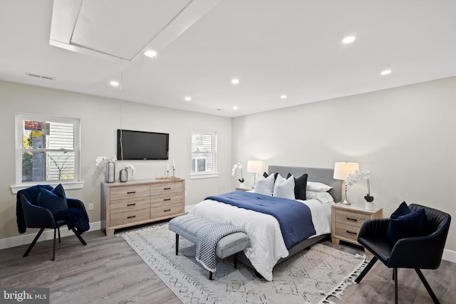 bedroom featuring light hardwood / wood-style flooring