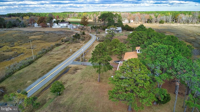 drone / aerial view featuring a rural view