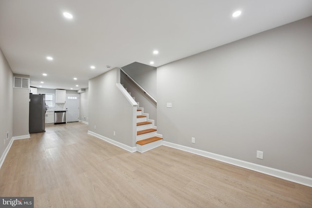 unfurnished living room featuring light hardwood / wood-style floors