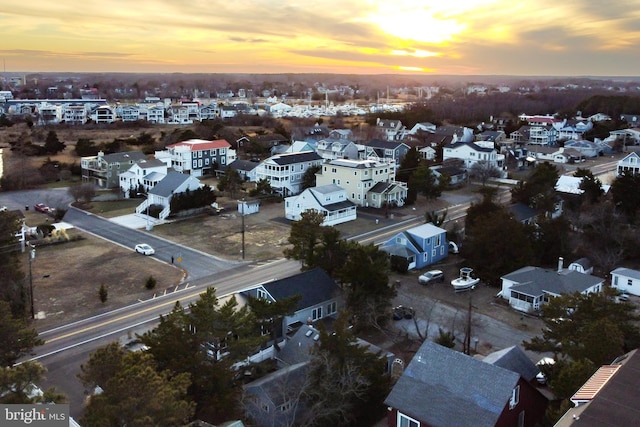 view of aerial view at dusk