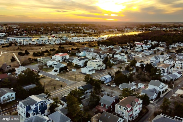 view of aerial view at dusk