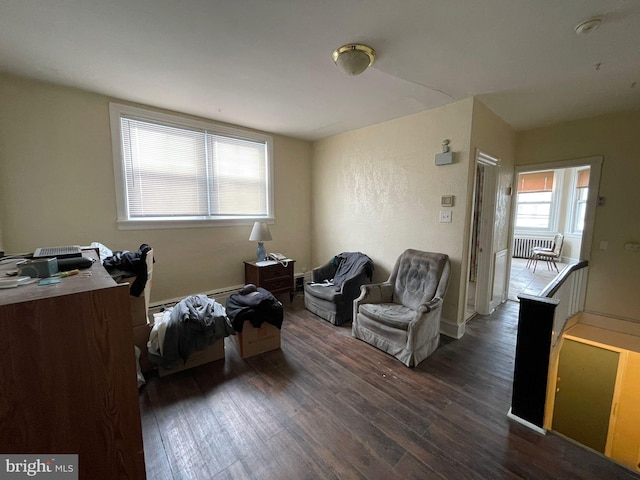 sitting room featuring dark hardwood / wood-style flooring