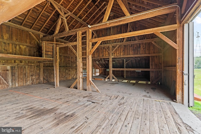 view of unfinished attic