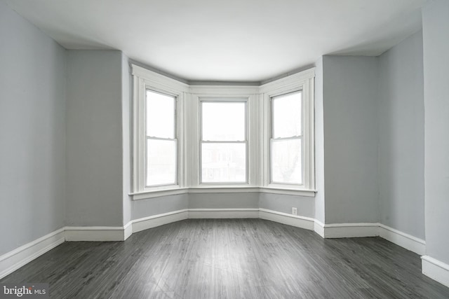 spare room featuring dark hardwood / wood-style flooring and plenty of natural light