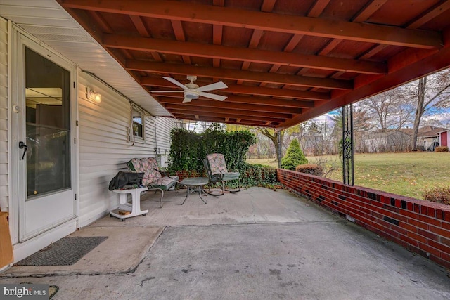 view of patio with ceiling fan