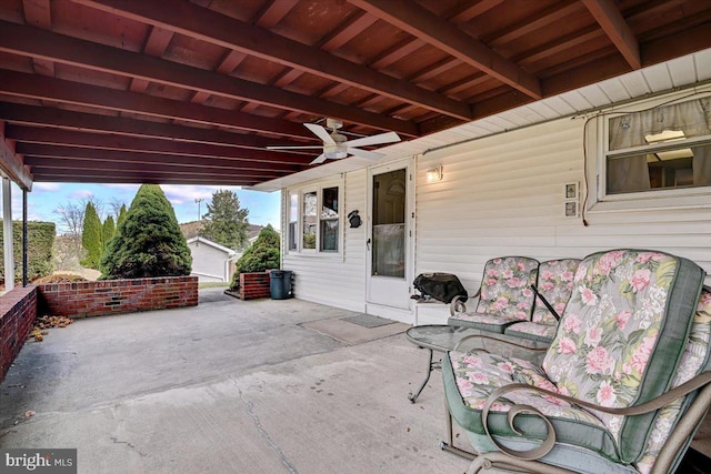 view of patio / terrace featuring ceiling fan