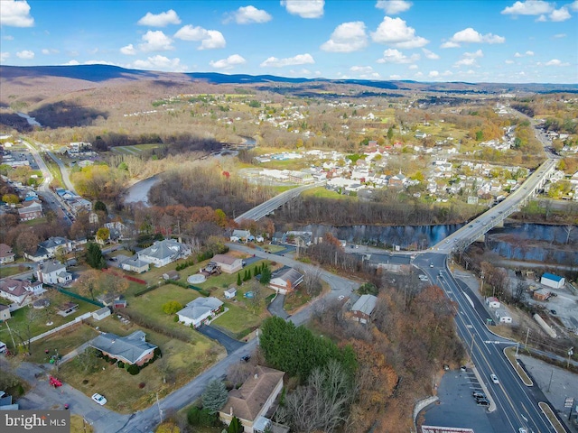 drone / aerial view with a mountain view